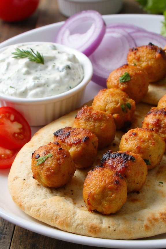 chickpea souvlaki with tzatziki