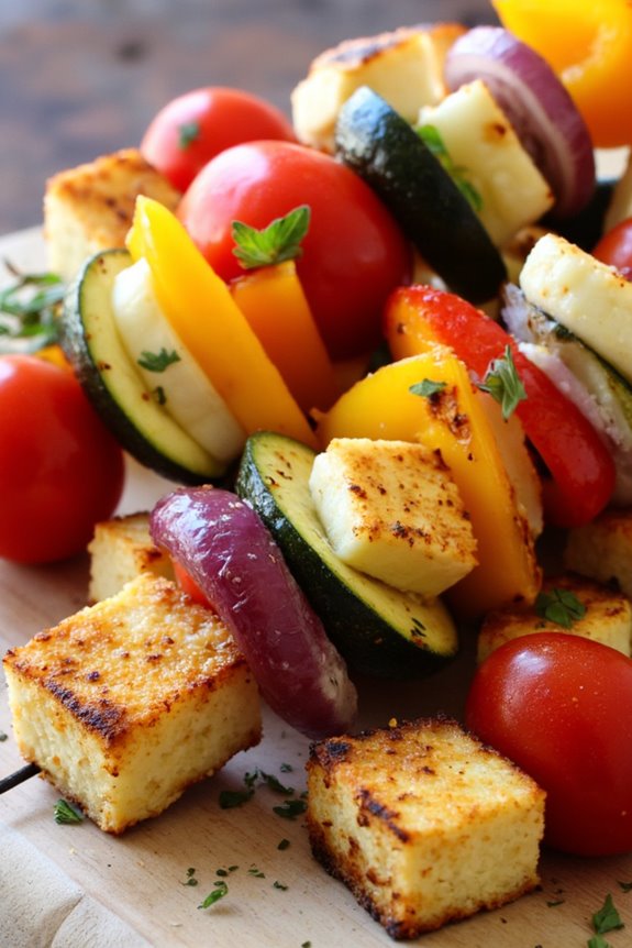 colorful greek vegetable skewers