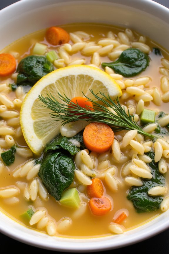 creamy lemon orzo soup