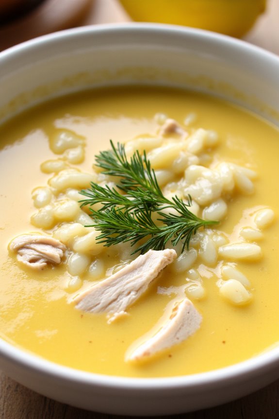 creamy tangy egg lemon soup