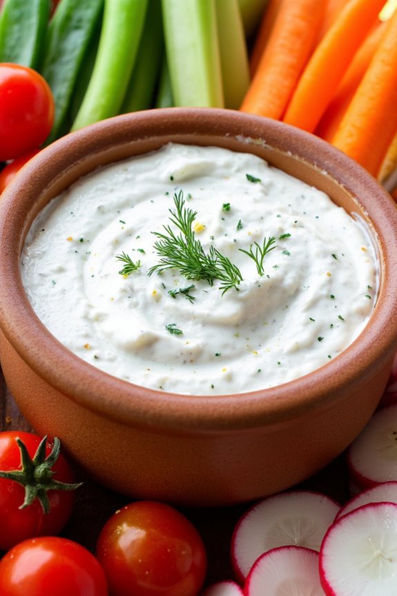 creamy tzatziki with veggies