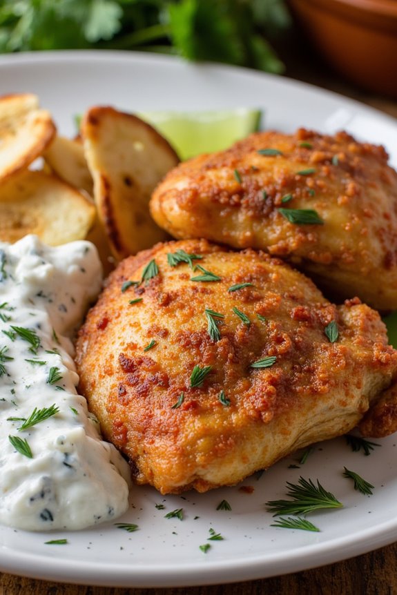 crispy chicken with tzatziki