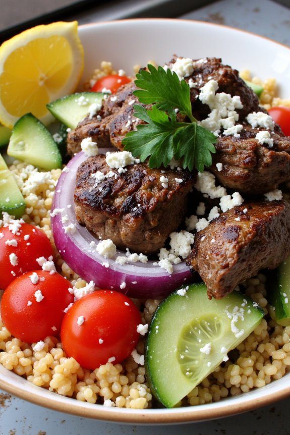 delicious mediterranean lamb bowl