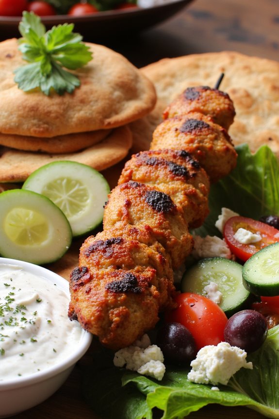 delicious spicy turkey souvlaki