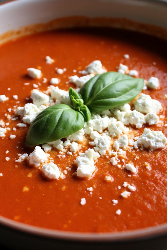 feta enhanced comforting tomato soup