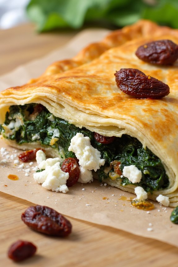 flaky spinach feta pastry