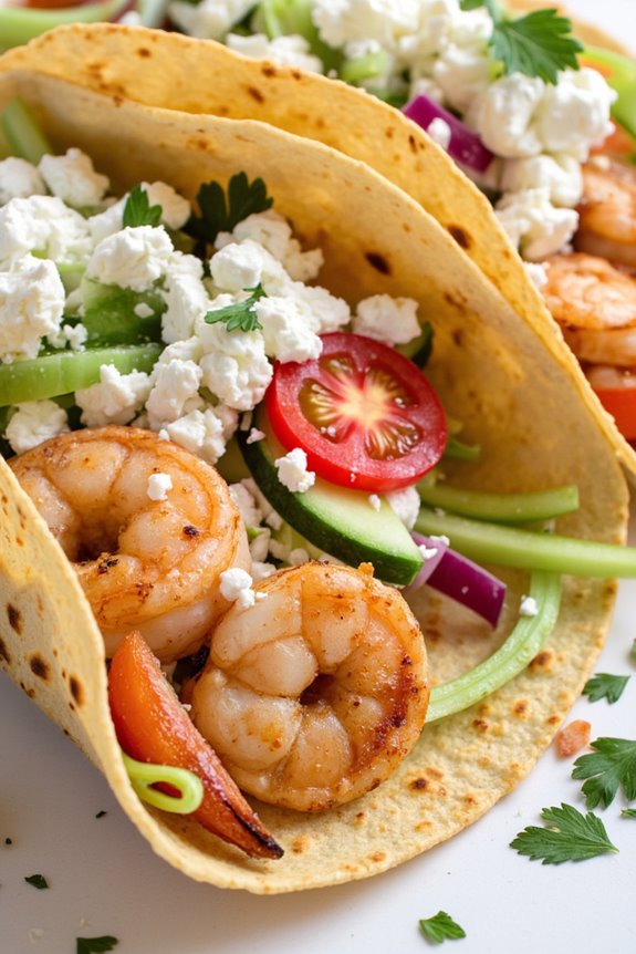fresh mediterranean shrimp tacos