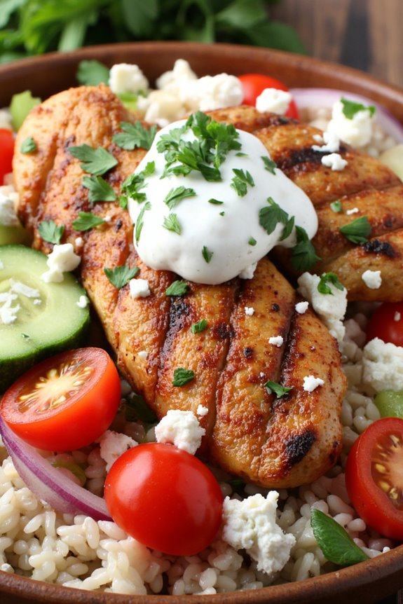 greek chicken souvlaki bowls
