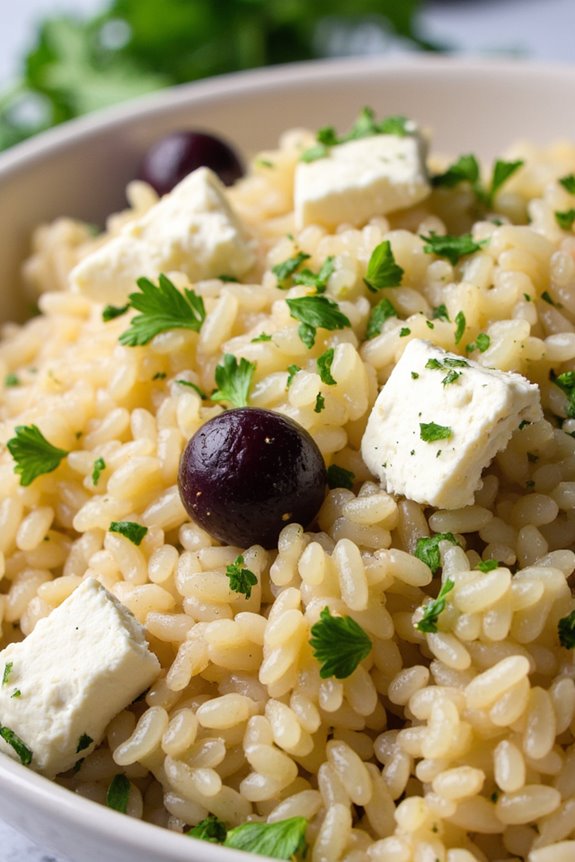 greek inspired feta olive rice
