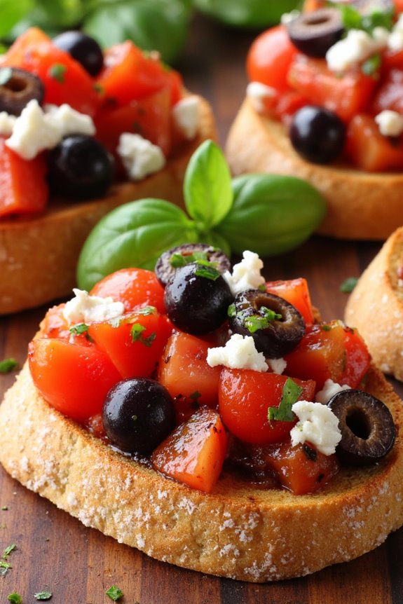 greek tomato and olive bruschetta
