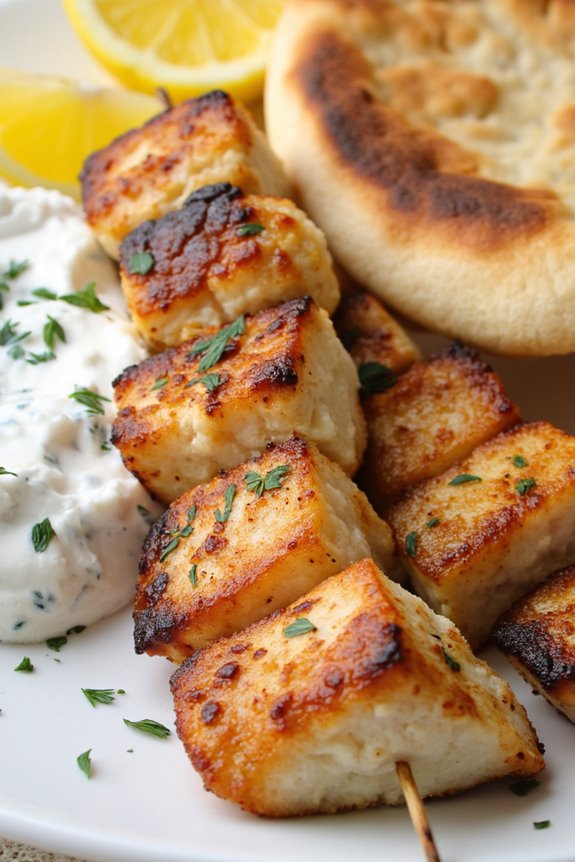 grilled fish with tzatziki