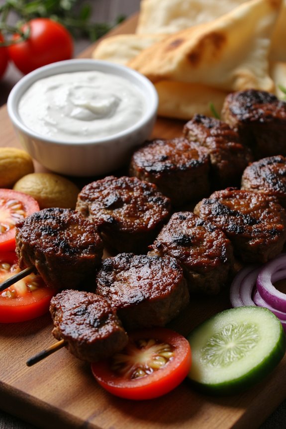 grilled marinated beef skewers