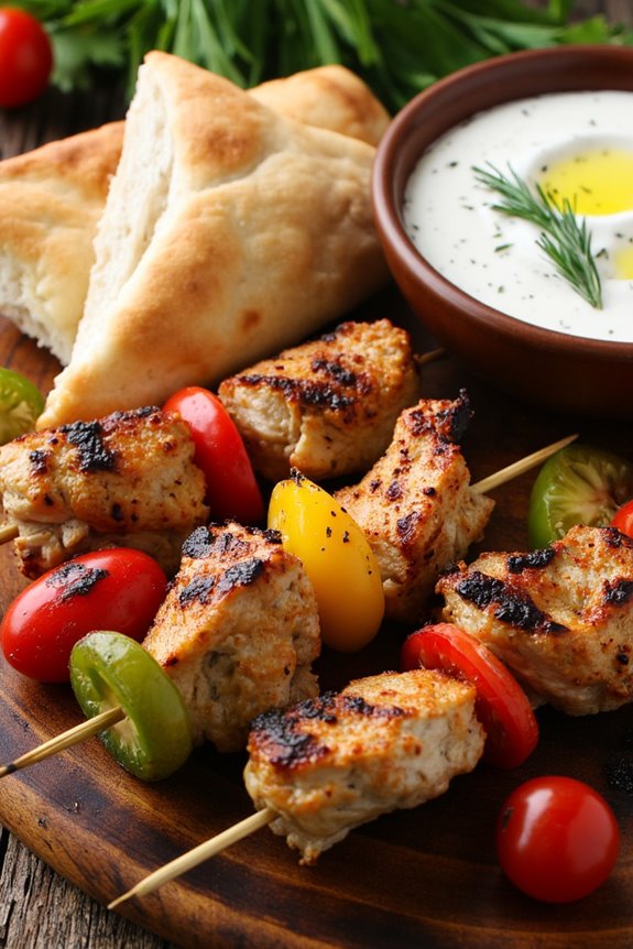 grilled marinated chicken skewers
