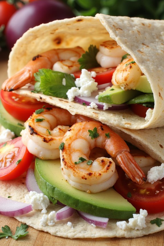 grilled shrimp avocado wrap