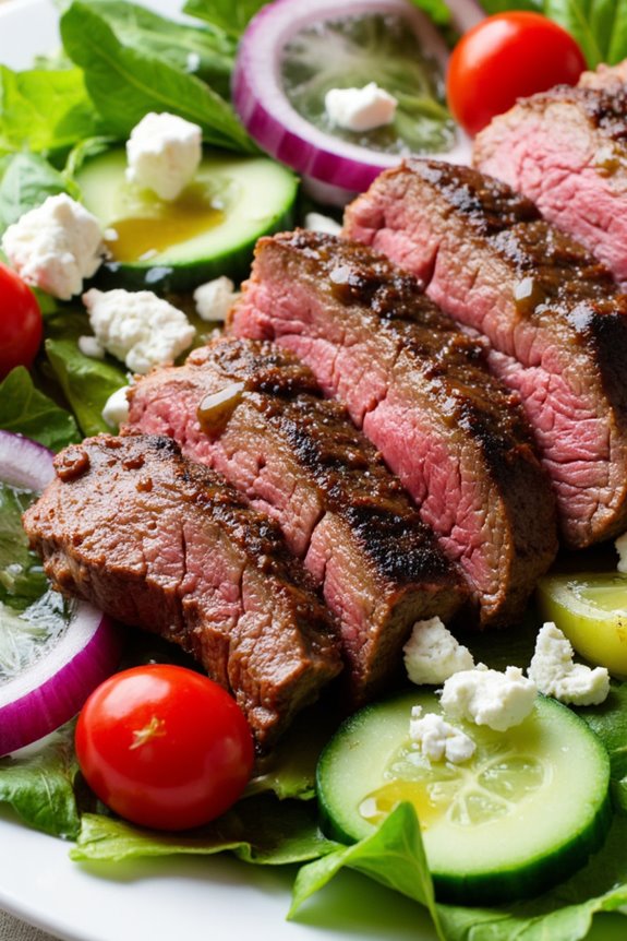 grilled steak with vegetables