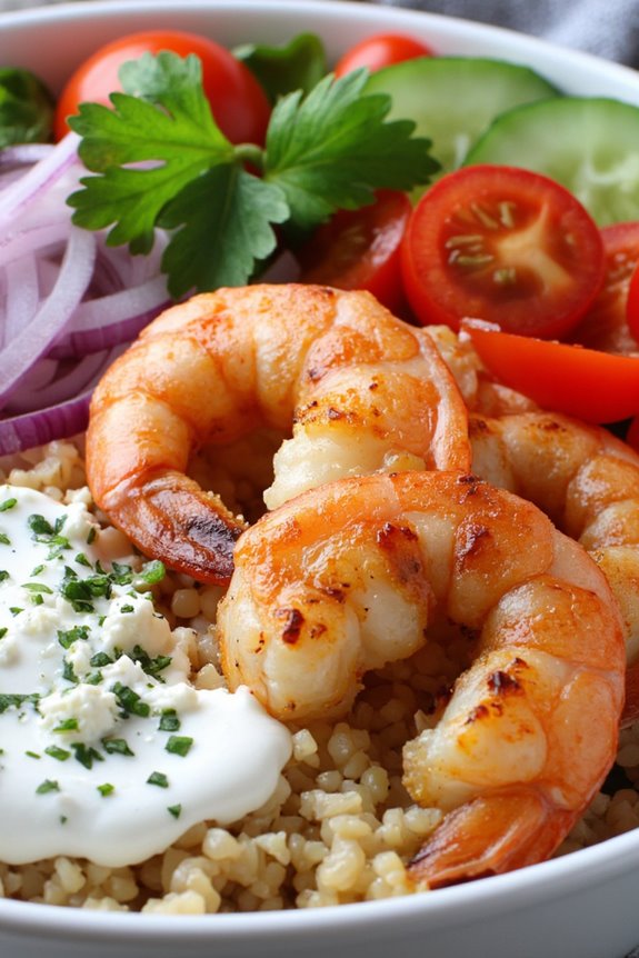 healthy greek shrimp bowl
