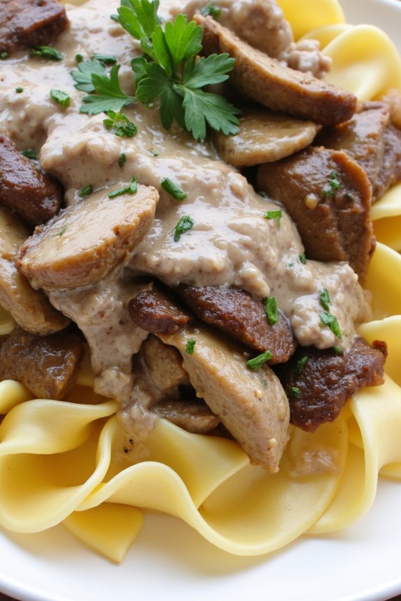 healthy greek yogurt stroganoff