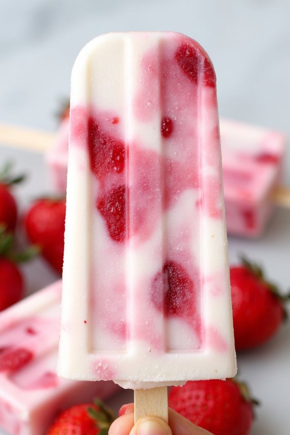 homemade strawberry yogurt popsicles