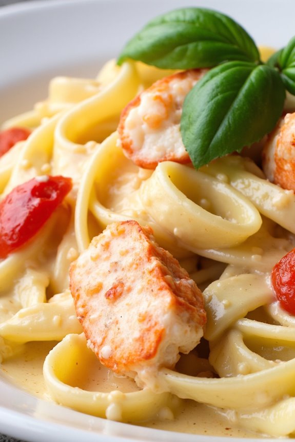 lobster pasta with roasted peppers