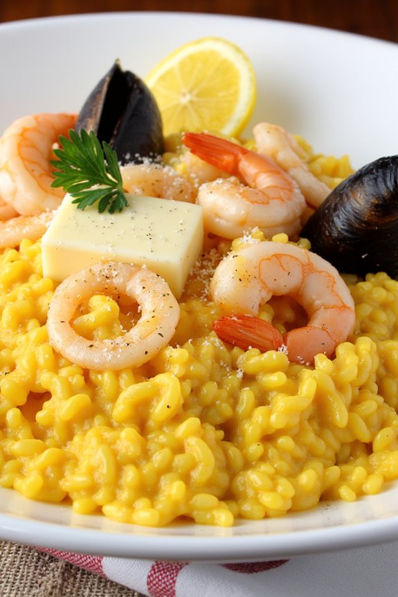 luxurious saffron seafood risotto