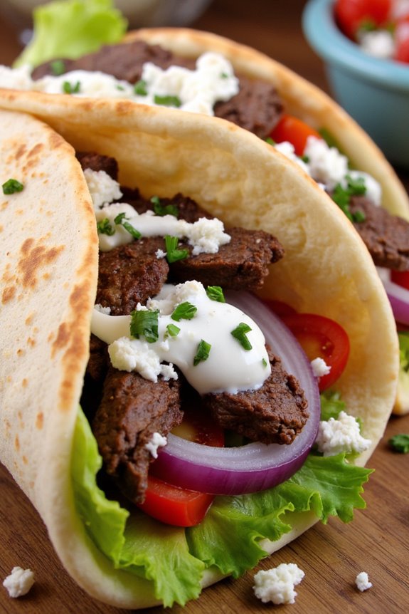 marinated steak wrapped pita