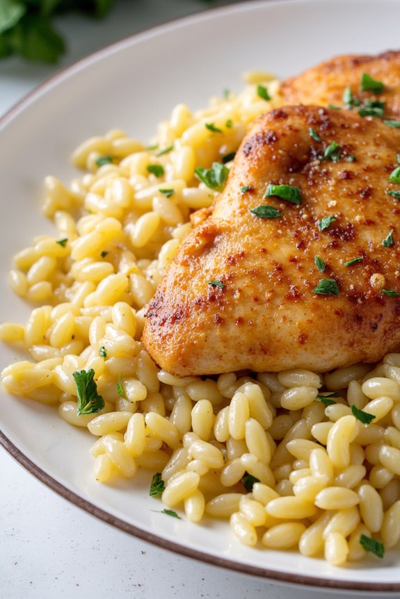 mediterranean chicken orzo delight