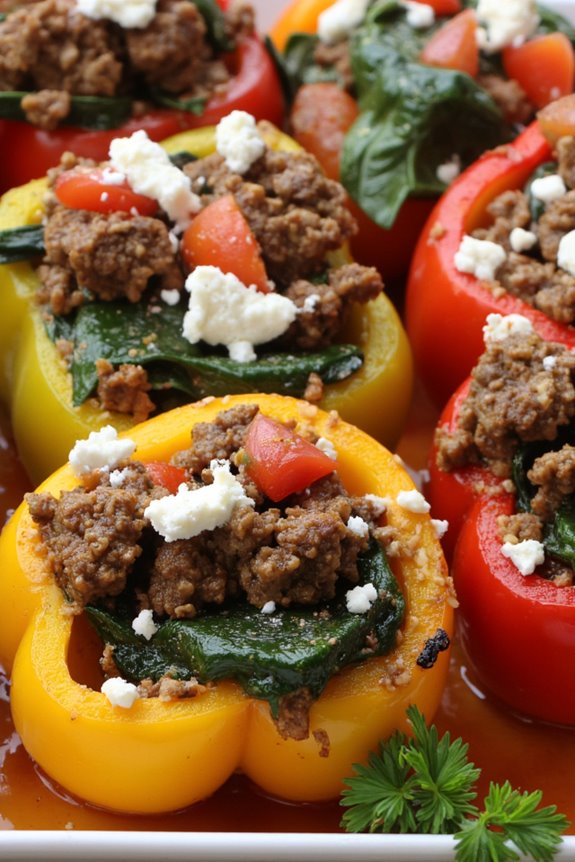 mediterranean lamb stuffed peppers