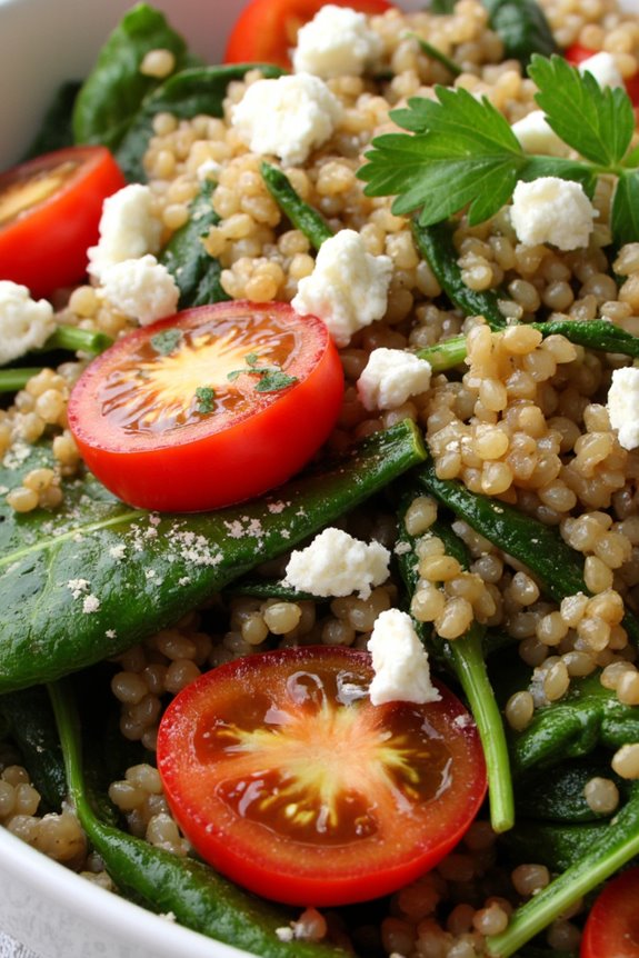 mediterranean quinoa spinach skillet