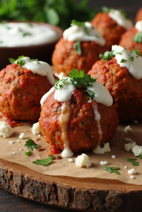 mediterranean roasted red pepper meatballs