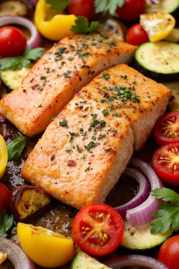 mediterranean salmon sheet pan