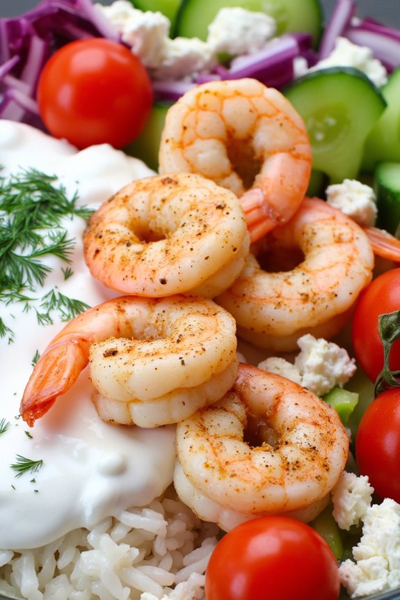 mediterranean shrimp tzatziki bowl