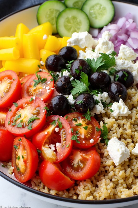 nutritious greek inspired quinoa bowl