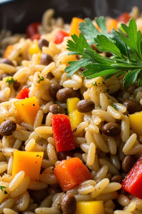 nutritious herbed lentil pilaf