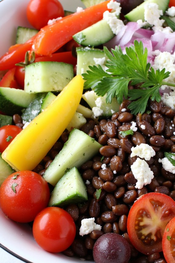 nutritious lentil greek bowl