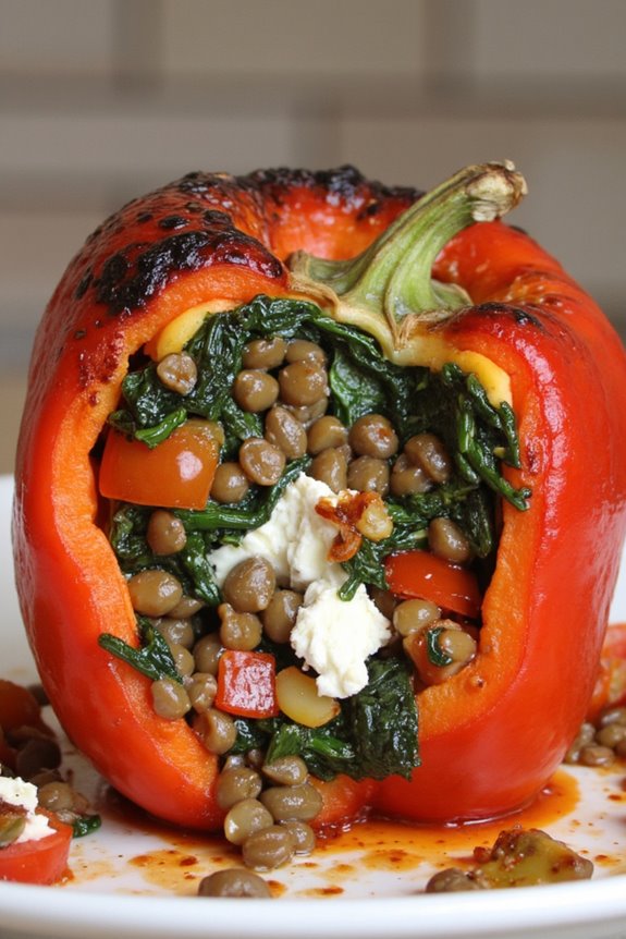 nutritious lentil stuffed peppers