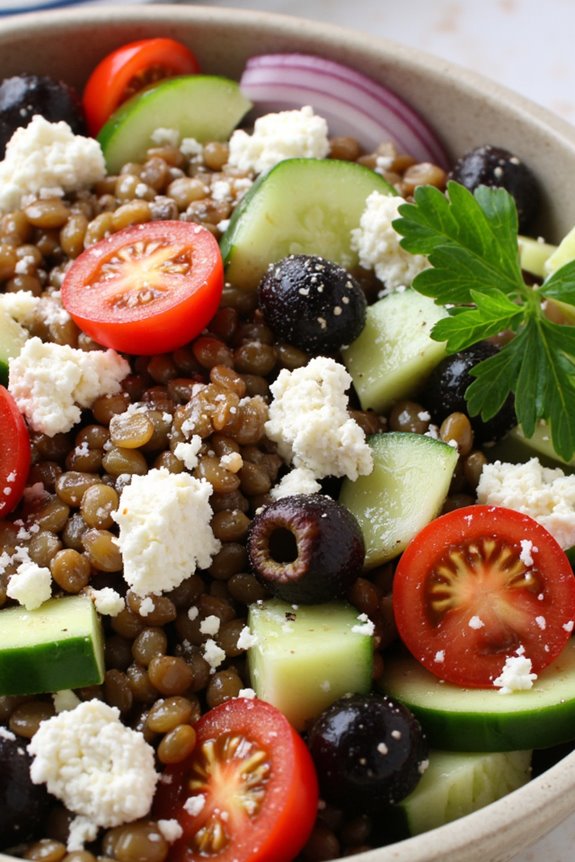 nutritious mediterranean lentil salad