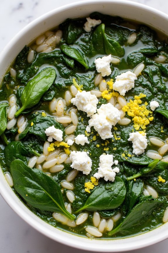 nutritious spinach rice soup