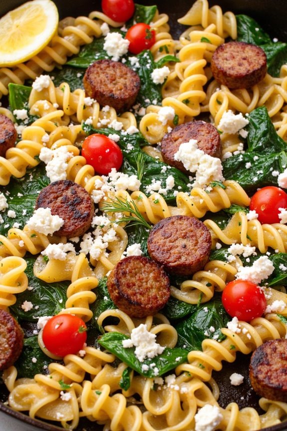 one pan greek sausage pasta