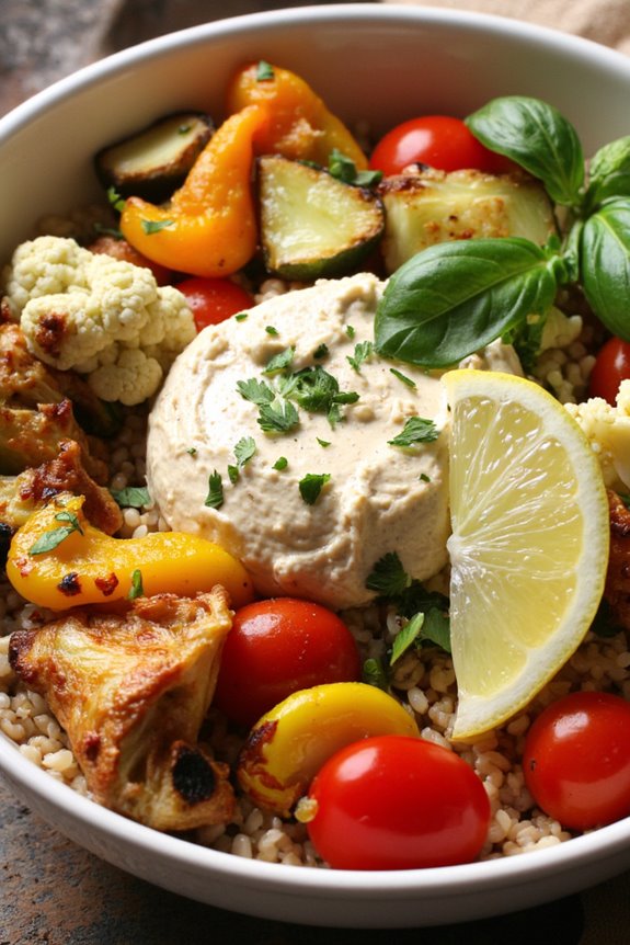 roasted vegetable hummus bowl
