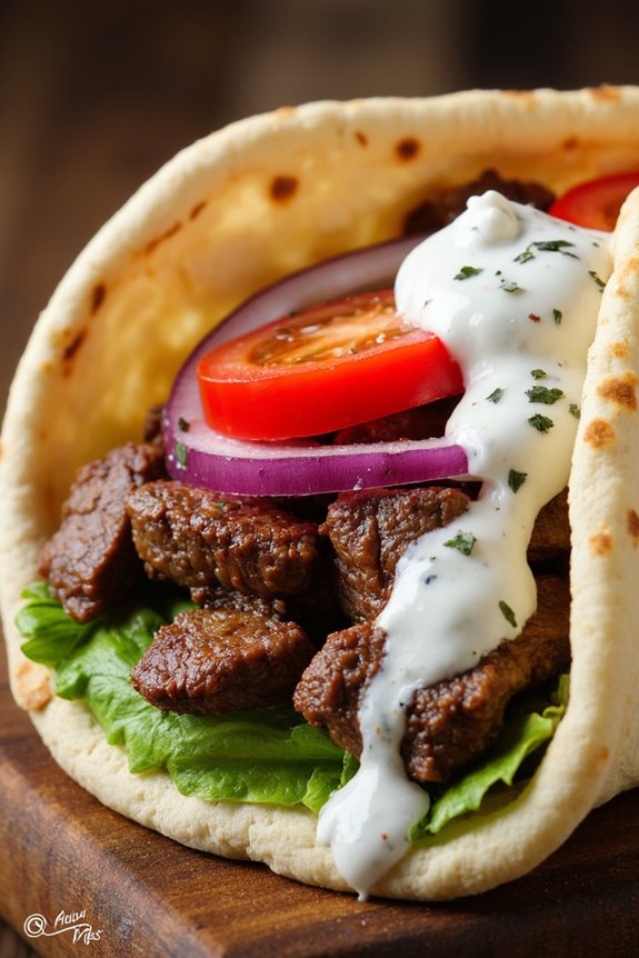 savory beef wrapped pita