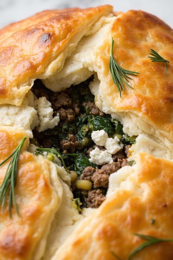 savory lamb filled phyllo pastry