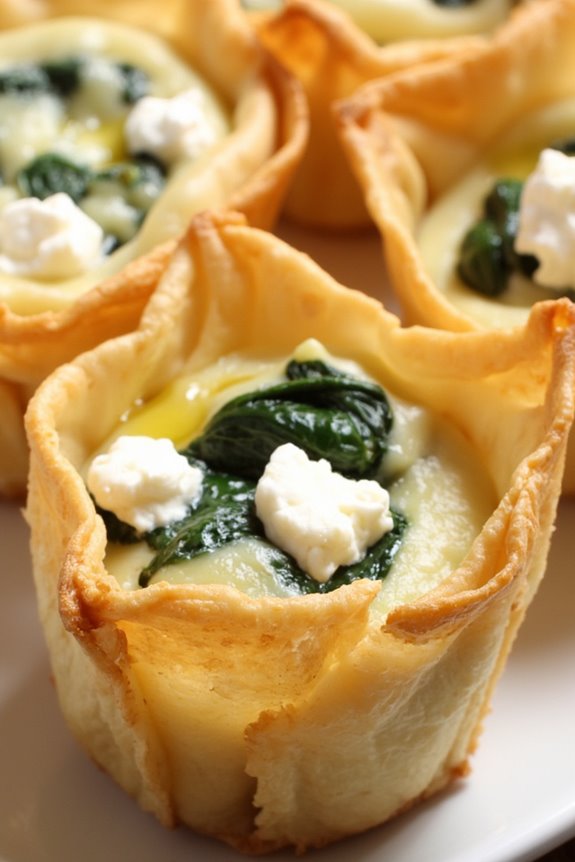 savory spinach filled pastry cups