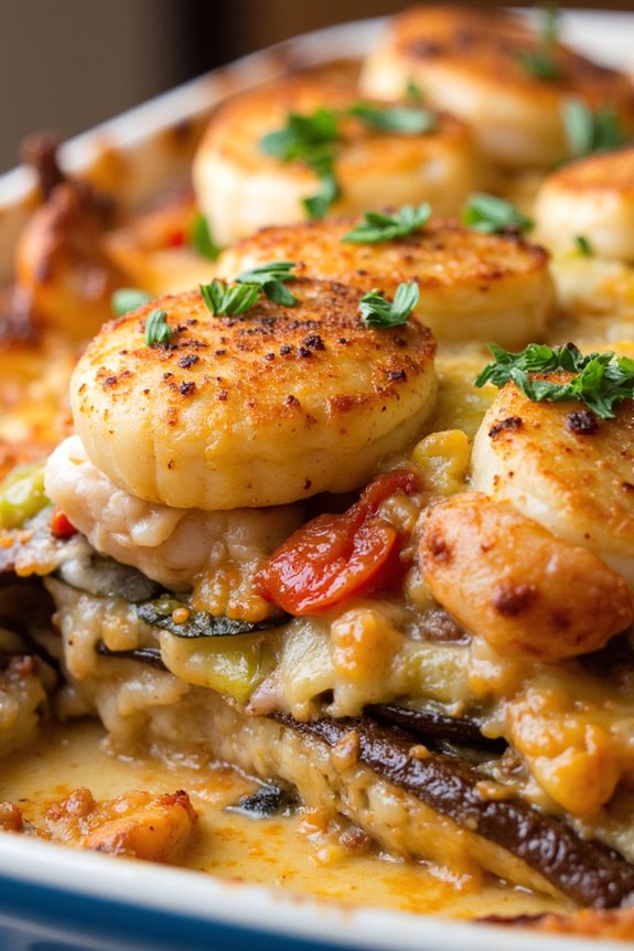 seafood moussaka with layers