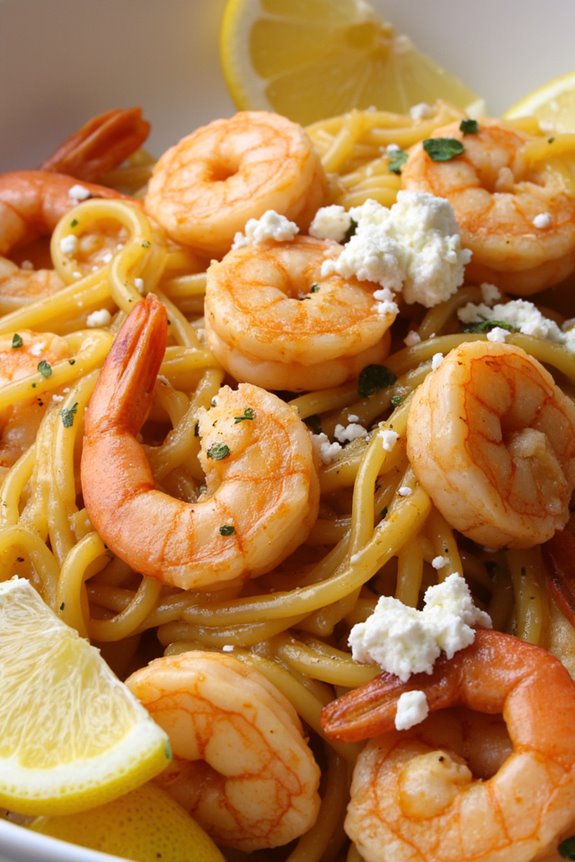 shrimp feta lemon pasta