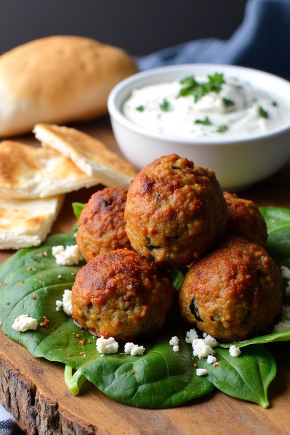 spicy feta spinach meatballs