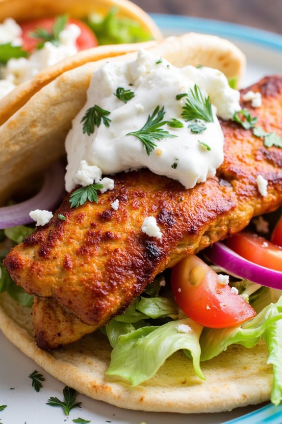 spicy greek chicken gyros