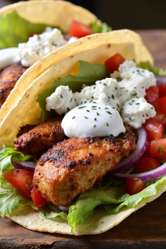 spicy greek mexican taco fusion