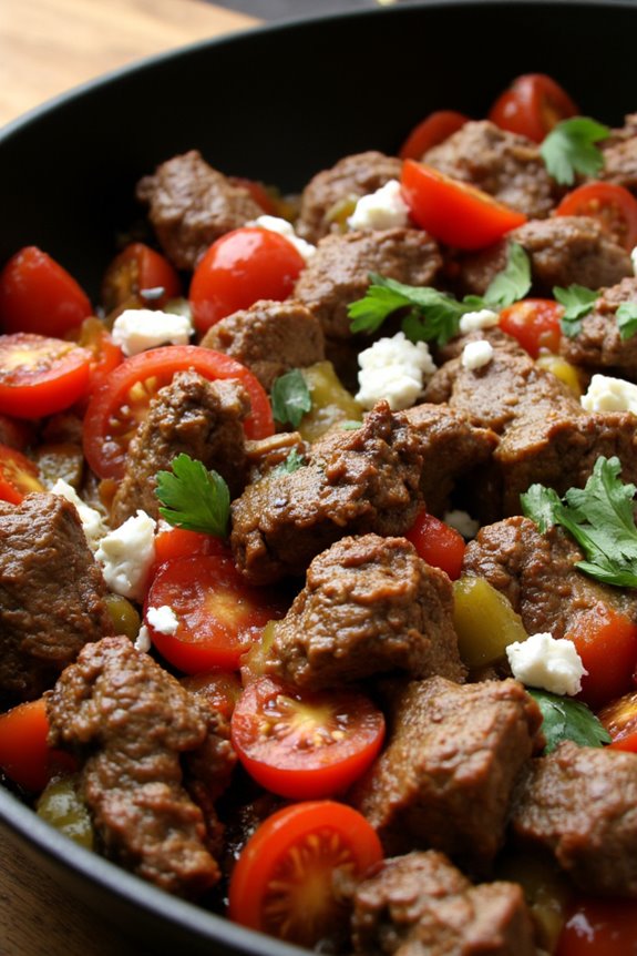 spicy lamb and eggplant skillet