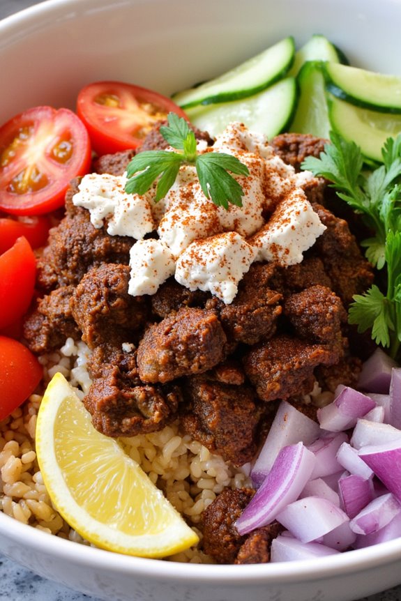 spicy marinated beef bowl