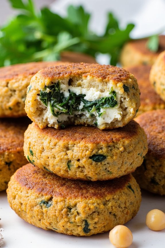 spinach feta stuffed falafel